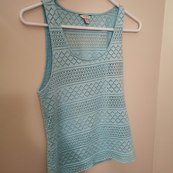 GUESS Blue tank top crochet XS - Picture 2 of 10